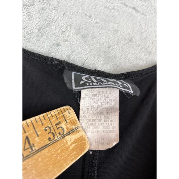 Vintage 90s Y2K City Triangles Stretchy Black Midi Dress Large Tulip Hem Goth - Picture 16 of 16